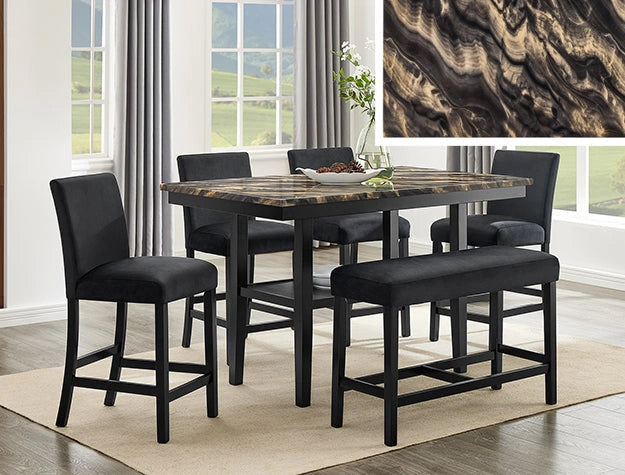 Marbel Counter Height Bench Black