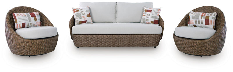Double Point Outdoor Loveseat/2 Swivel Chairs (Set of 3)