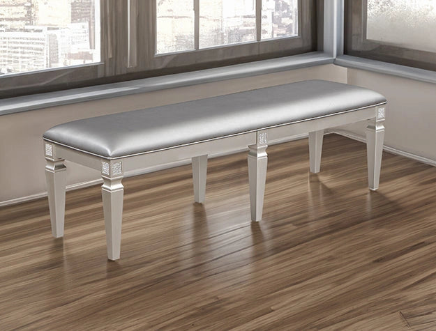 Crown Mark Klina Glam Dining Bench in Light Gray image