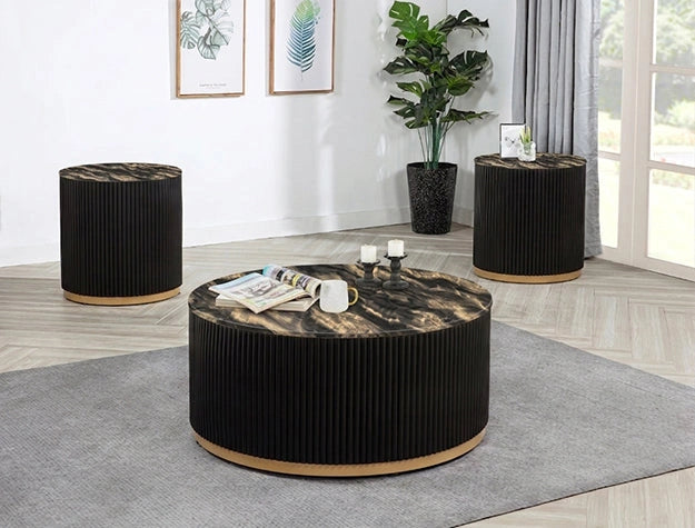 Kara Coffee Table W/Casters Gold Black